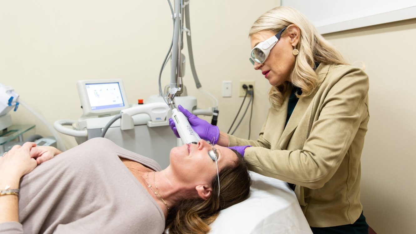 Woman receiving Halo Laser treatment
