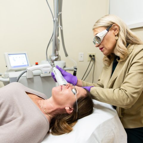 Woman receiving Halo Laser treatment