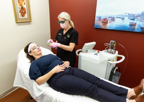 Women receiving AcneLase treatment