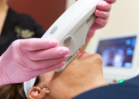 Woman receiving Ultherapy treatment