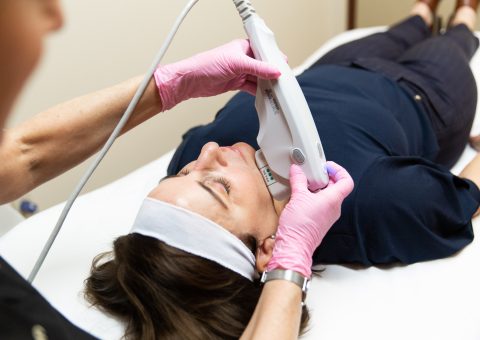 woman getting ultherapy non-surgical facelift near minneapolis