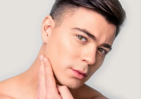 Man with defined facial features and balanced nasal profile against neutral background