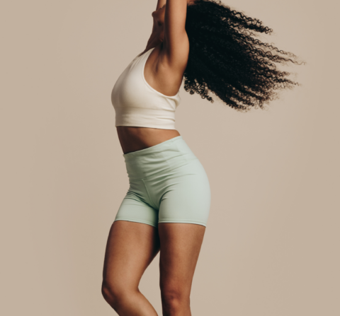 women flipping her hair around