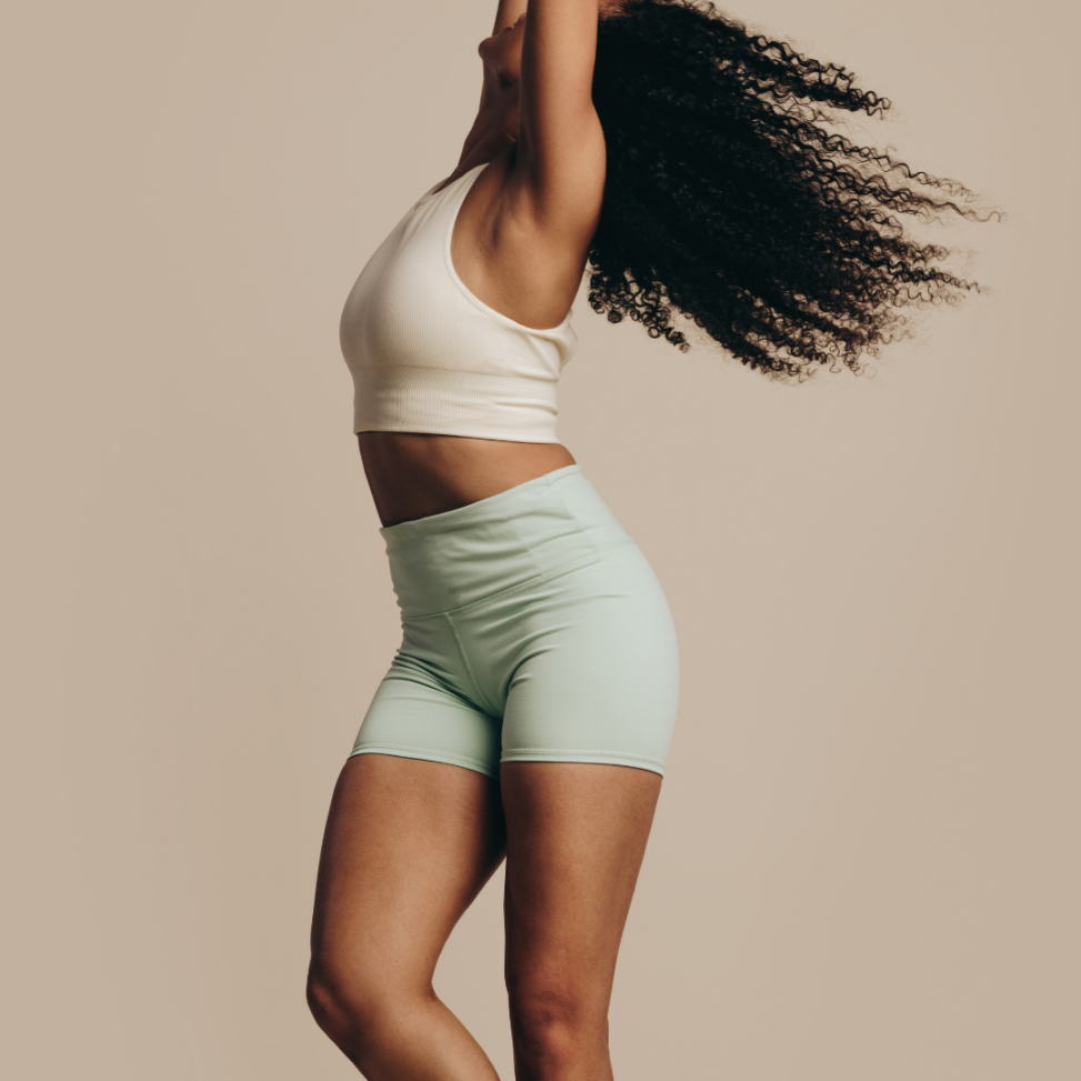 women flipping her hair around