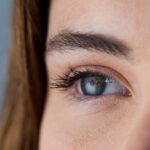 closeup of a woman's blue eye