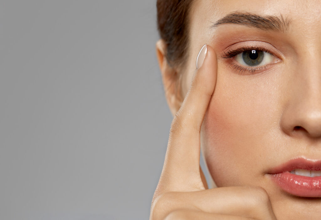 Close up of beautiful young woman face and eyes