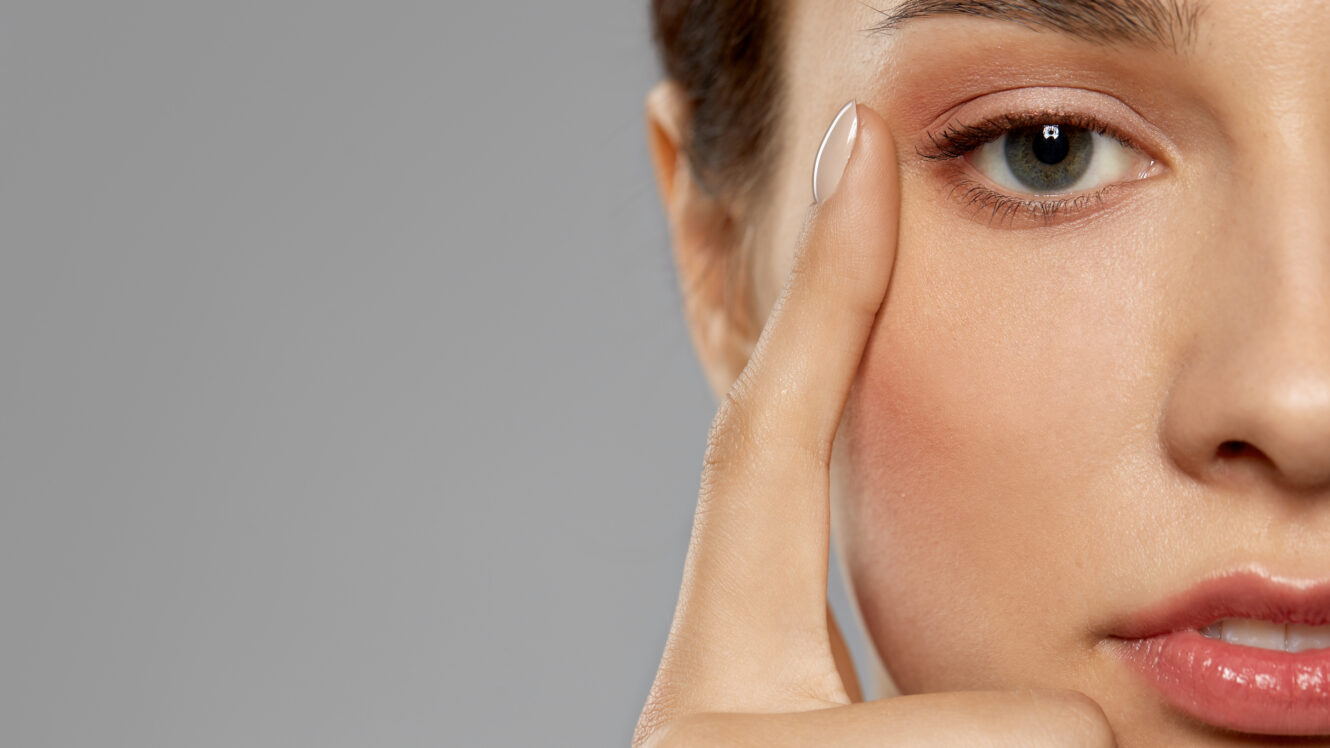 Close up of beautiful young woman face and eyes