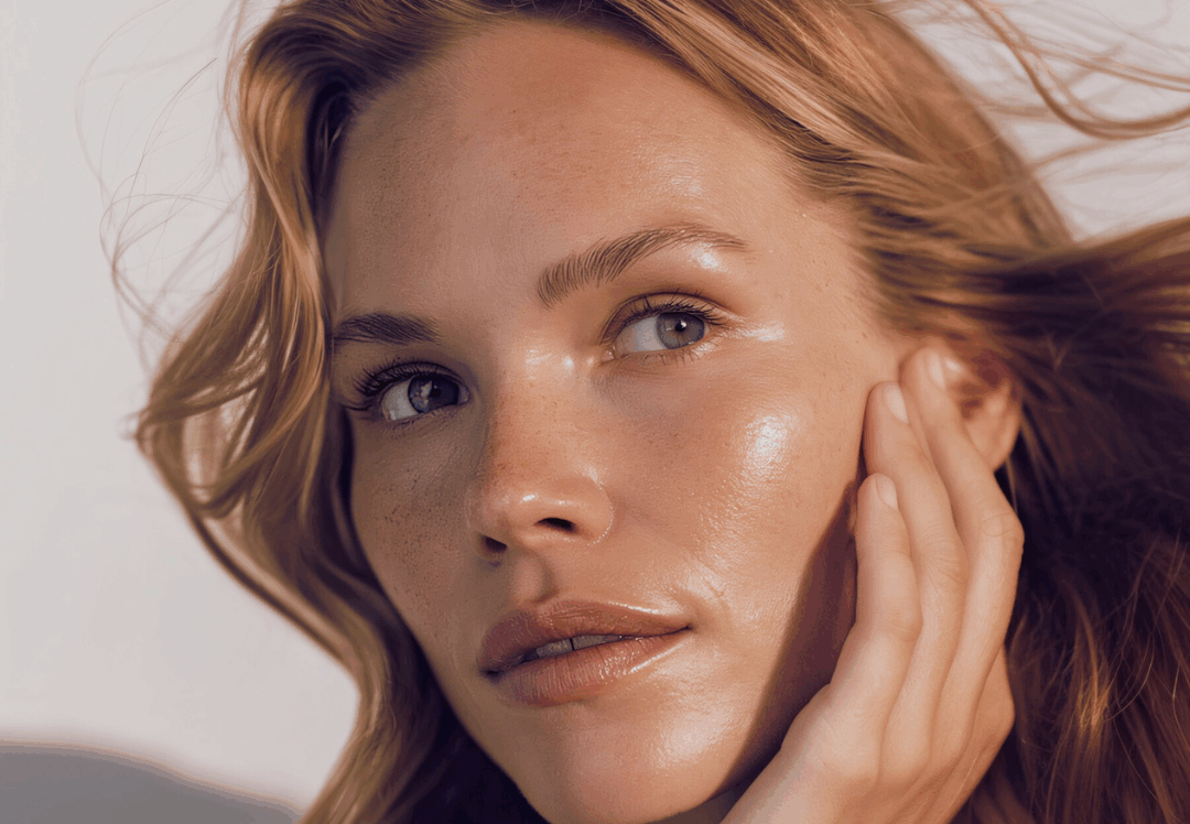 Close-up of a woman with clear, smooth skin following laser skin rejuvenation.